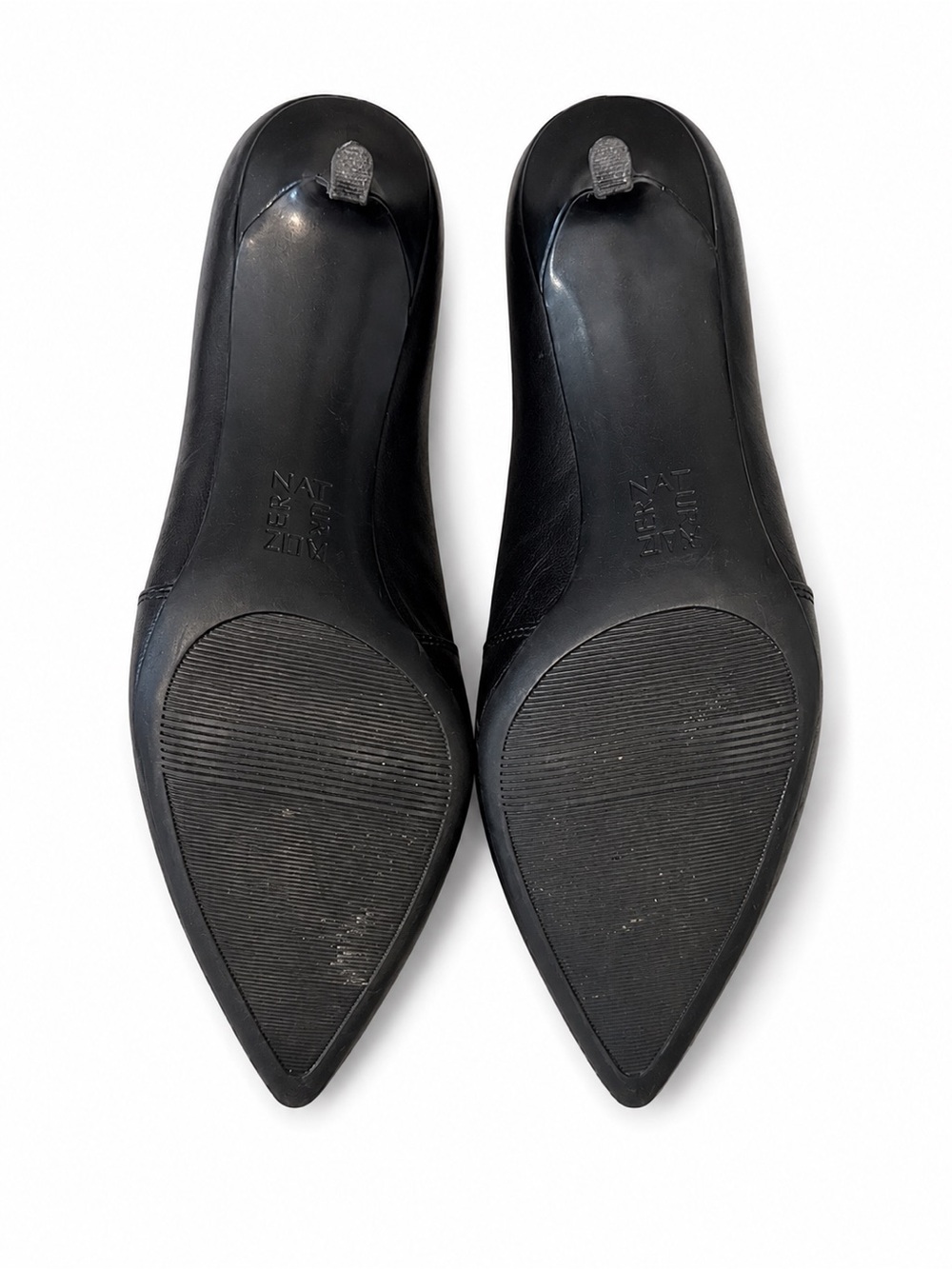 Naturalizer Black Pointed Leather Slip-On Pumps - Picture 2 of 3